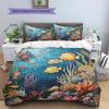 Ocean Fish Pattern Bedding Quilt Set  Home Decoration  Gift (1 * Duvet Cover + 2 * Pillowcase  Without Core)