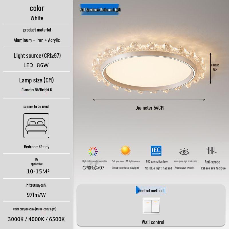 Modern Smart Bedroom Ceiling Light, Full Spectrum Eye-Care, Luxury Design