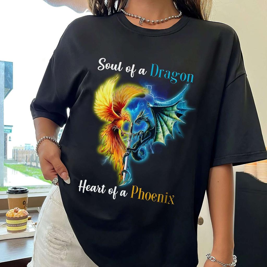 Soul Of A Dragon Heart Of A Phoenix T-Shirt, Dragon And Phoenix Shirt Gift