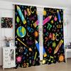 Funny Education Alphabet Abc Curtains,Cartoon Kids Learning Letters Watercolor Decor Rod Pocket Window Treatments For Boy Baby