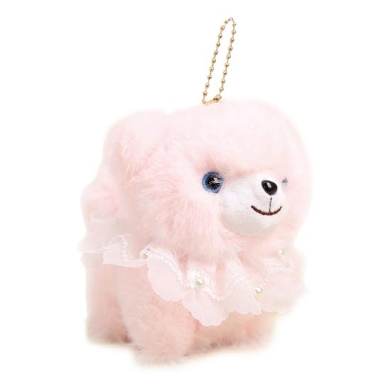 Doll Pendant Plush Lace Collar Bear Keychain with Metal Bead Chain Portable Bag Hanging Charm Soft Skin-Friendly Plush Doll Accessory