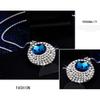Chain Necklace Rhinestone Inlaid Vintage Long Round Pendant Necklace for Women