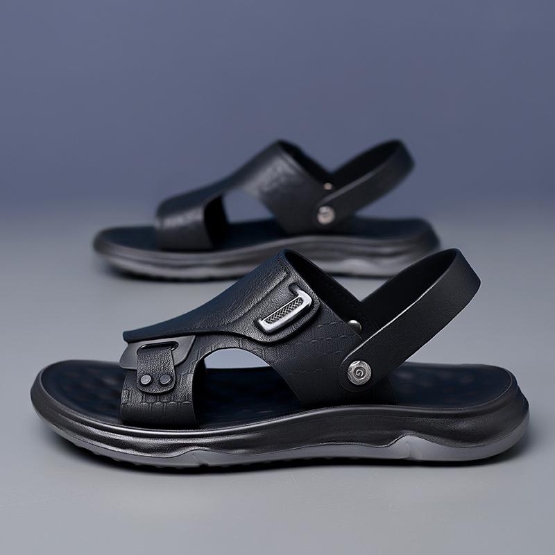 Fashion Casual Sandals for Men Summer Leather Casual Beach Slippers Minimalist Breathable Men's Outdoor Walking Sandals New Models