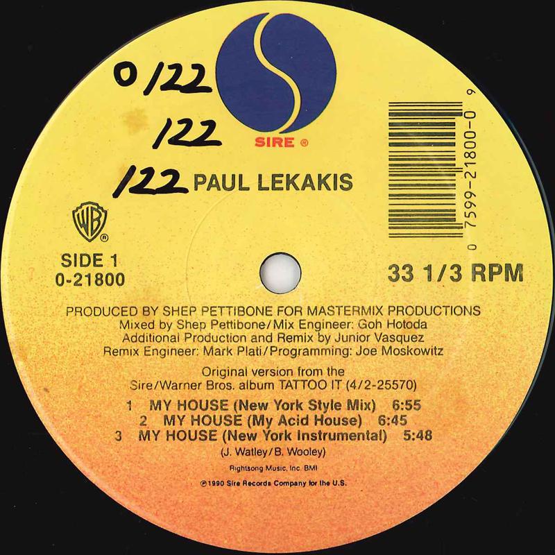 

12-дюймовая пластинка PAUL LEKAKIS - My House 021800 SIRE 1990 США Танцевальная и Электронная Б/У