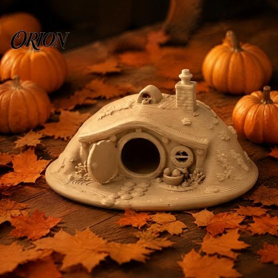 Hobbit House Ornament 3D Printed Fantasy for Small Pet Shelter, Realistic Texture Animals Hideout, Miniature Micro Landscape Halloween Home Decoration