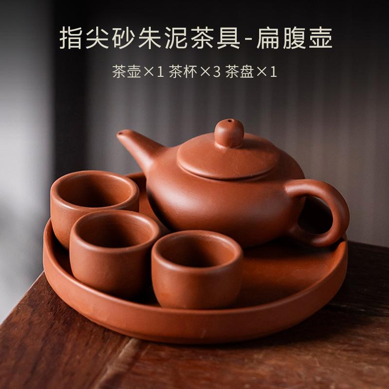 Kreatywny Mały Fioletowy Zestaw do Herbaty z Gliny Zhu Ręcznie Robiony Czajniczek na Palec 1 Czajniczek 4 Filiżanki Zestaw do Gry w Herbatę Zwierzątko Ozdoba do Ceremonii Herbacianej Kung Fu