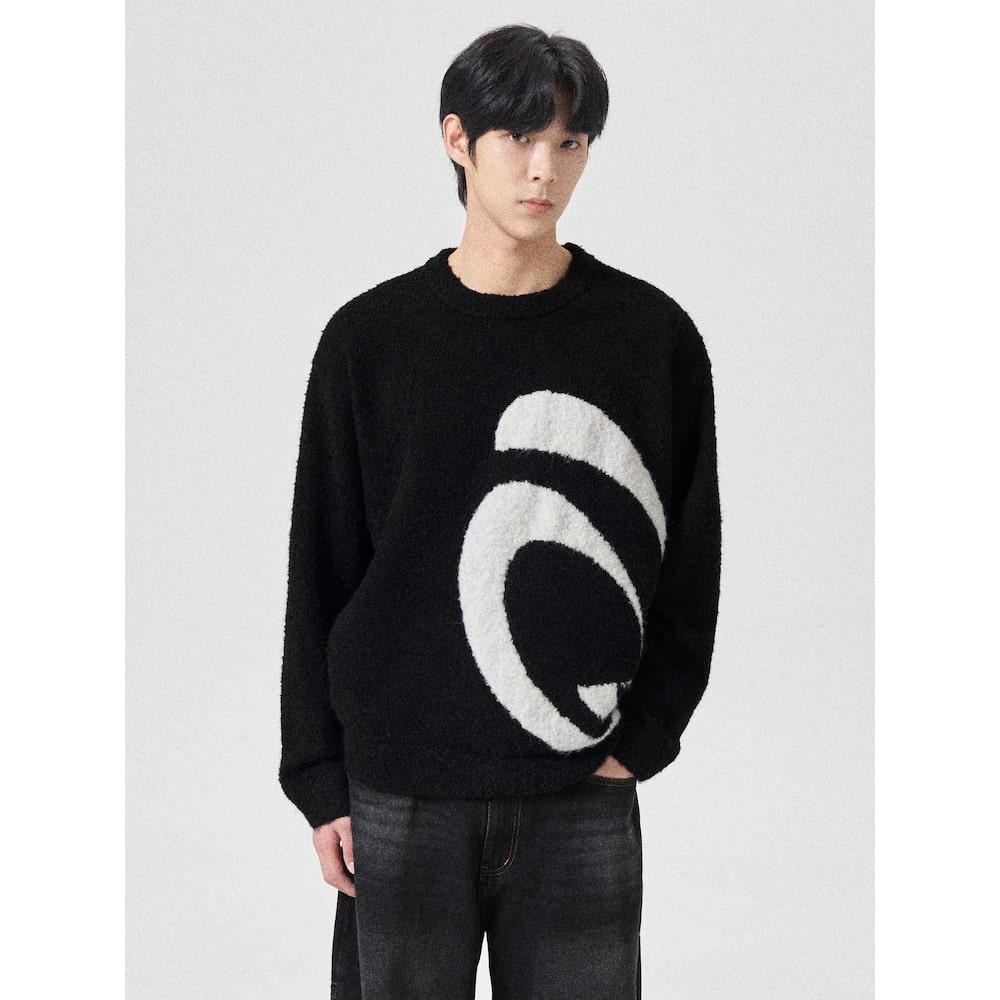 8Seconds Graphic Jacquard Boucle Knit Pullover Black Black/M