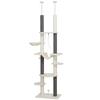 Cat Tree, Ceiling-High, Adjustable 225-255 cm, Platforms & Hammocks, Anti-Tip Safety, White