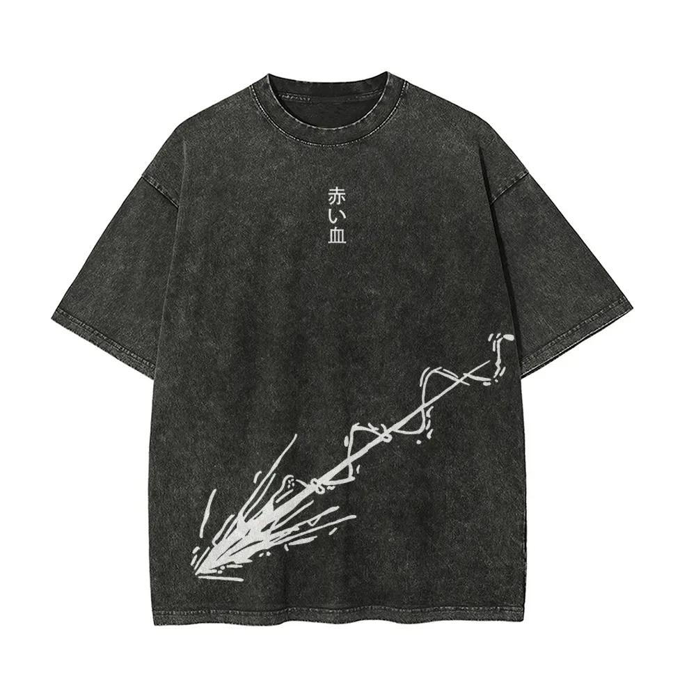 

Аниме Магическая битва Чосо Харадзюку Ретро Выстиранная Футболка Хлопок Мужская Уличная одежда Оверсайз Женская Короткий рукав Унисекс Топ 3XL