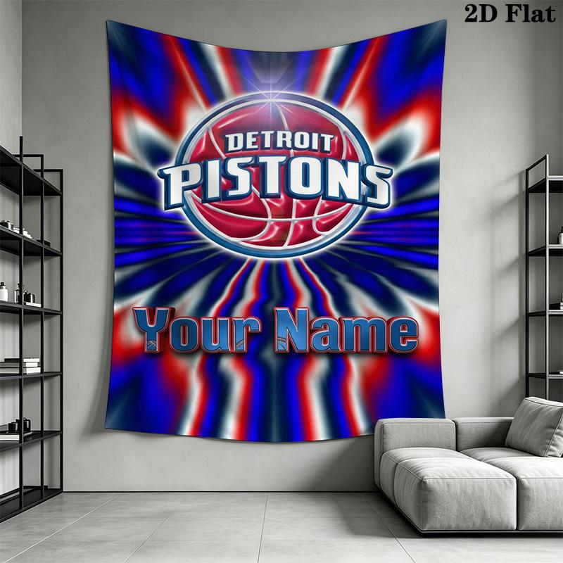 Name Custom Detroit Pistons Wall Tapestry Aesthetic Wall Hanging Printed Fabric Blanket Decorative Tapestries for Bedroom Living Room Home Decor