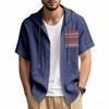 Men's Solid-color Casual Short-sleeved Shirt with a Hood, Fashionable and Loose Vacation Beach Men's Shirt