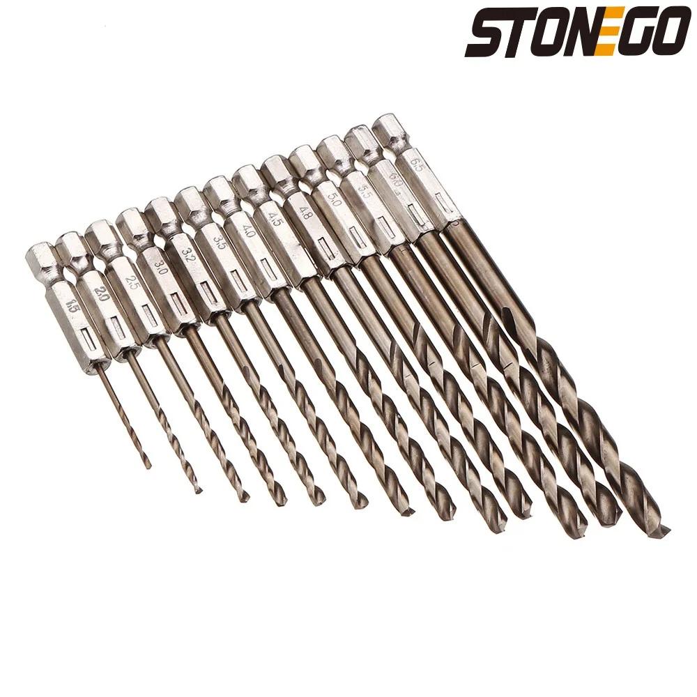 13PCS Cobalt HSS-Co M35 Twist Drill Bit Set 1.5-6.5mm Hex Shank High Precision Cutting Tools for Wood Metal