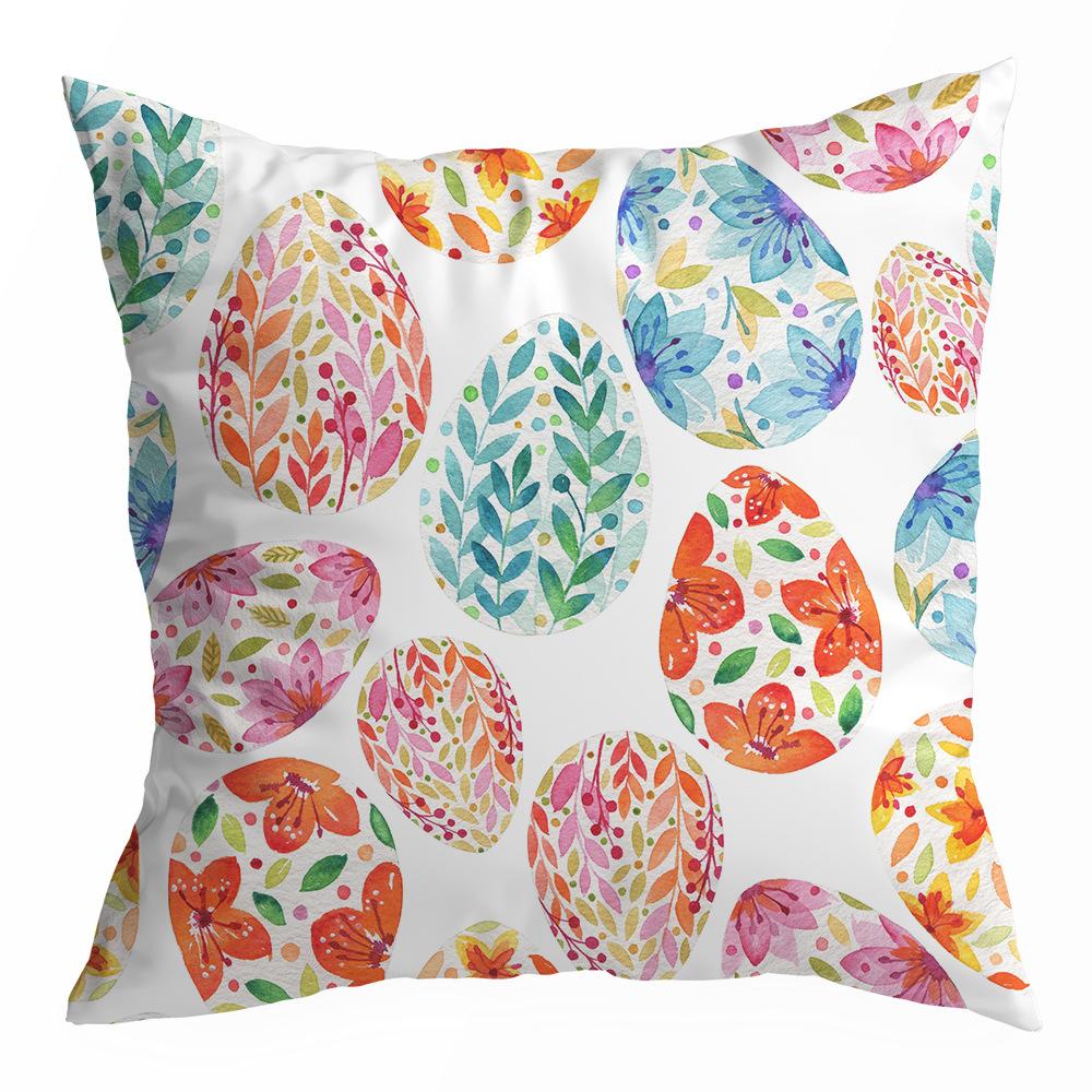 Easter Spring Peach Leather Velvet Printed Pillow Cover Festive Cartoon Rabbit Car Sofa Living Room Pillow Cover