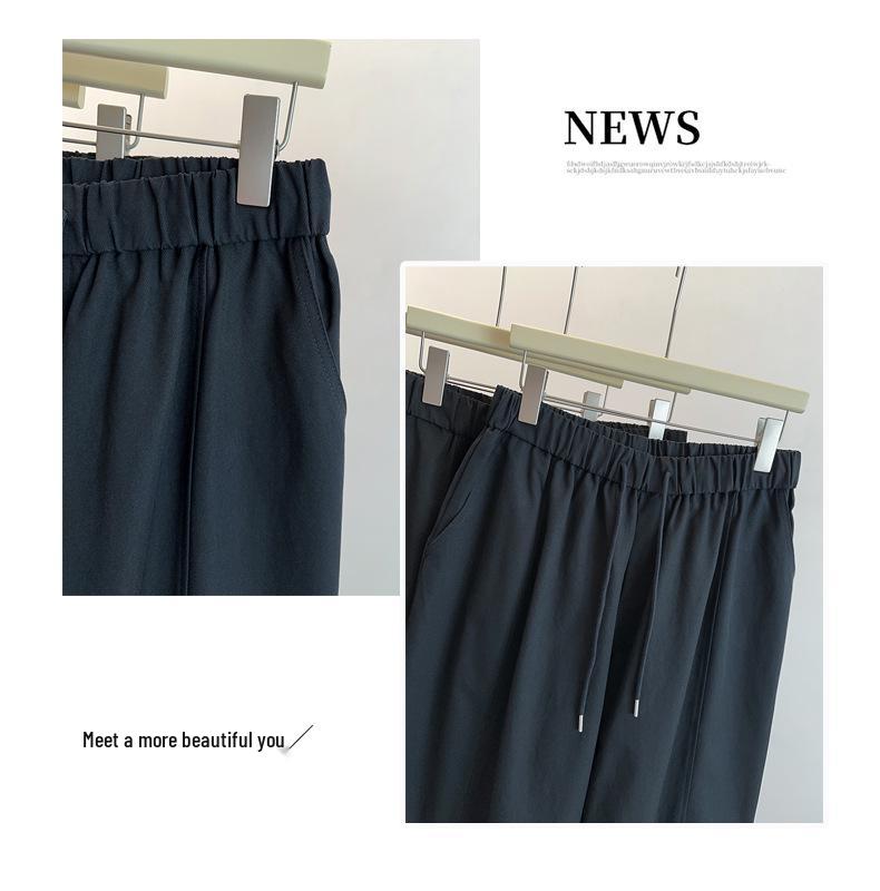 2025 Autumn Plus Size High Waist Loose Casual Twill Satin Pants for Women - Slimming, Versatile, and Long Fit