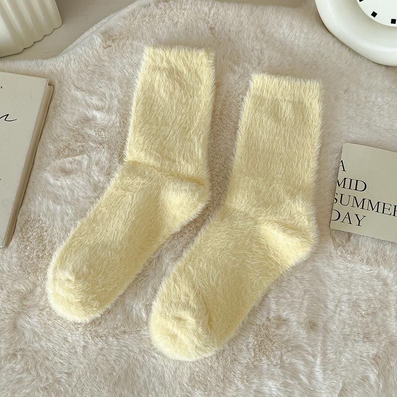 

5/3/1 пары сплошных уютных носков из меха норки, женские носки для осени и зимы, утолщенные теплые носки для сна, пола, дома, пушистые носки Kawaii 1pair