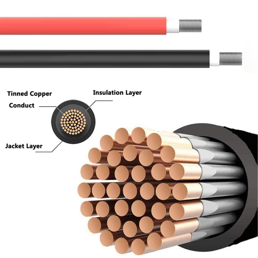 1 Pair Black&Red Solar Adapter Extension Cable 4mm² Solar Extension Cable  Mounted Solar Plug