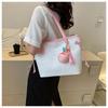 Large Capacity Korean Style Tote Bag Simple Casual Solid Color Work Shoulder Bag for Women