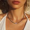 Cut Spinel Black Pearl Choker Power Stone Necklace for Women [KOAI]