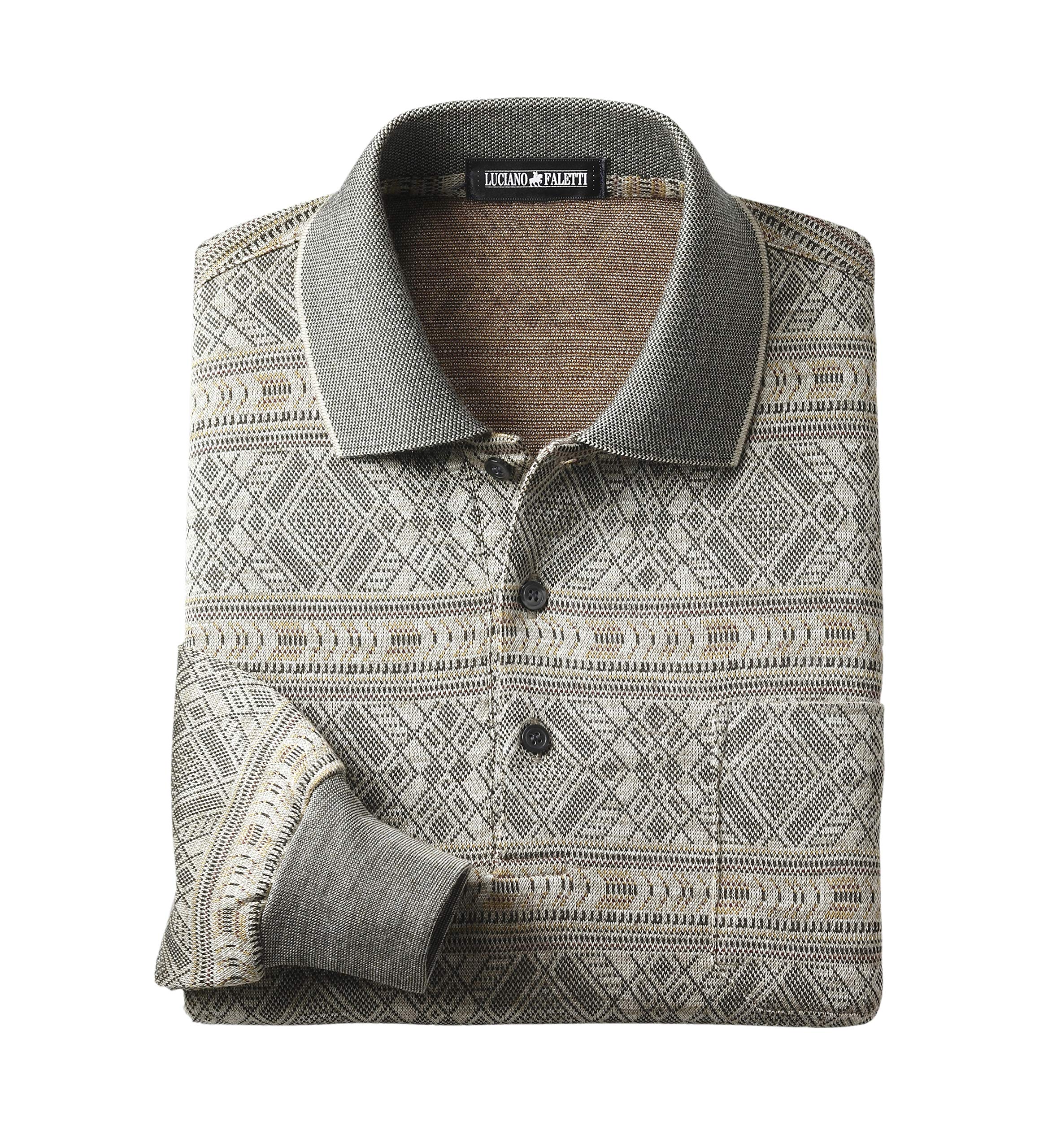 

Рубашка поло из смесовой шерсти L Отечественное производство Жаккардовая смесовая шерсть Длинный рукав Воротник Осень Зима Весна Эластичная Свободный крой Большой L Коричневый [Маленький]