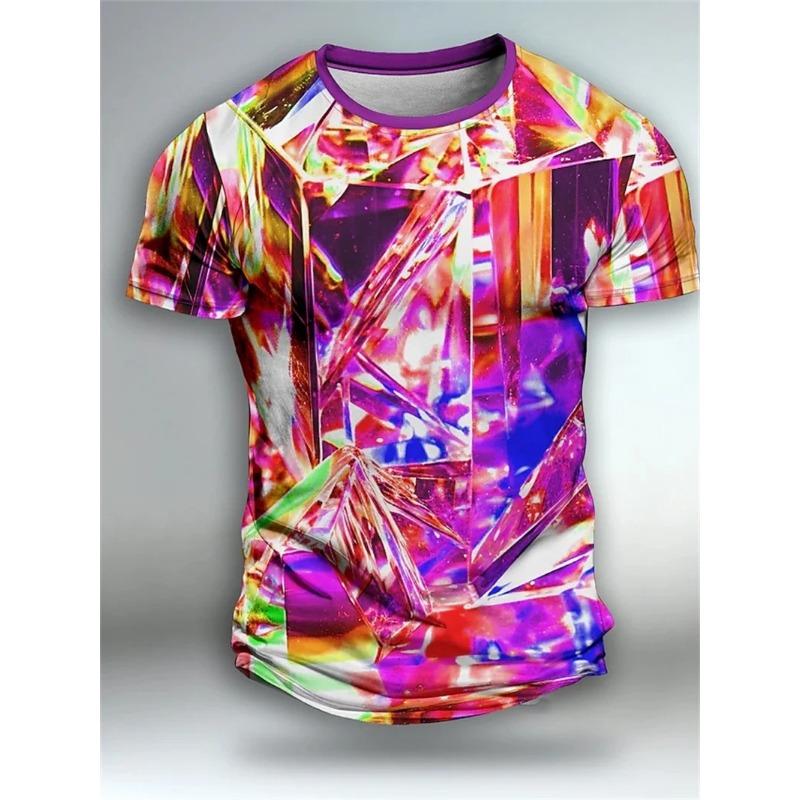 Men's Geometic Optical Illusion T Shirt 3D Print Short Sleeve Crew Neck T Shirt for Men Sport Tshirts
