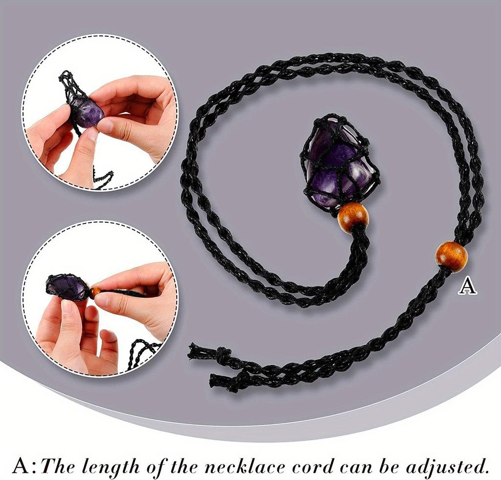 1pc Boho Style Adjustable Braided Necklace Cord with Stone Holder Handmade Net Design for Everyday Jewelry Accessories, Cord for Necklace