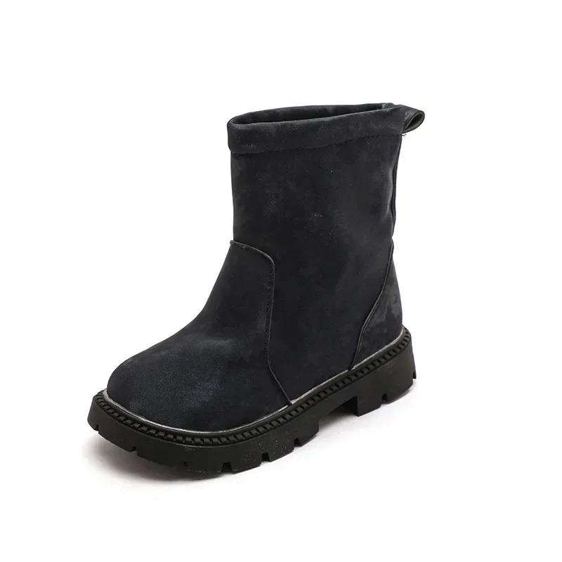 2024 Winter New Children Cotton Boots Warm Thicken Girls Boots Fashion Slip on Kids Snow Boots Soft Sole Non-slip Mid Calf Boot