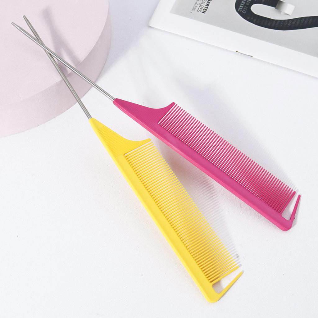 5 Stück Spitzkamm Salon Frisierkämme, Stahlnadel Nadel Stielkämme Friseursalon Zubehör, Speziell für Echthaarperücken