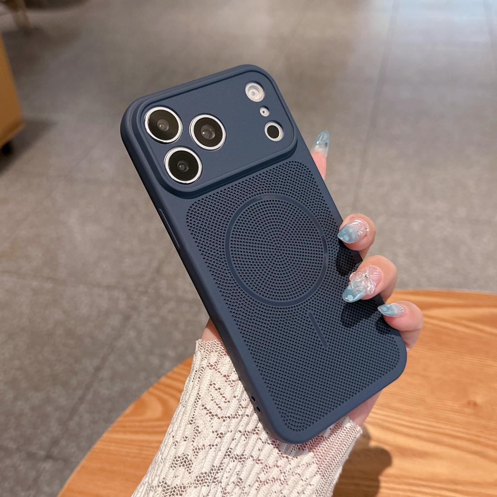 Honeycomb Holes Heat Dissipation Silicone Soft Phone Case for iPhone 17 16 15 13 12 18 Pro Max 14 Plus Shockproof Cooling Cover