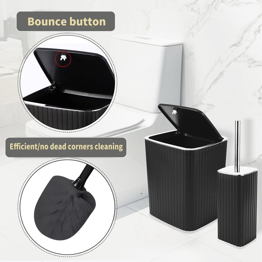 Elegant Bathroom Accessories Set 6Pcs Hydraulic Shampoo Dispenser Cup Toothbrush Holder Mouth Cup