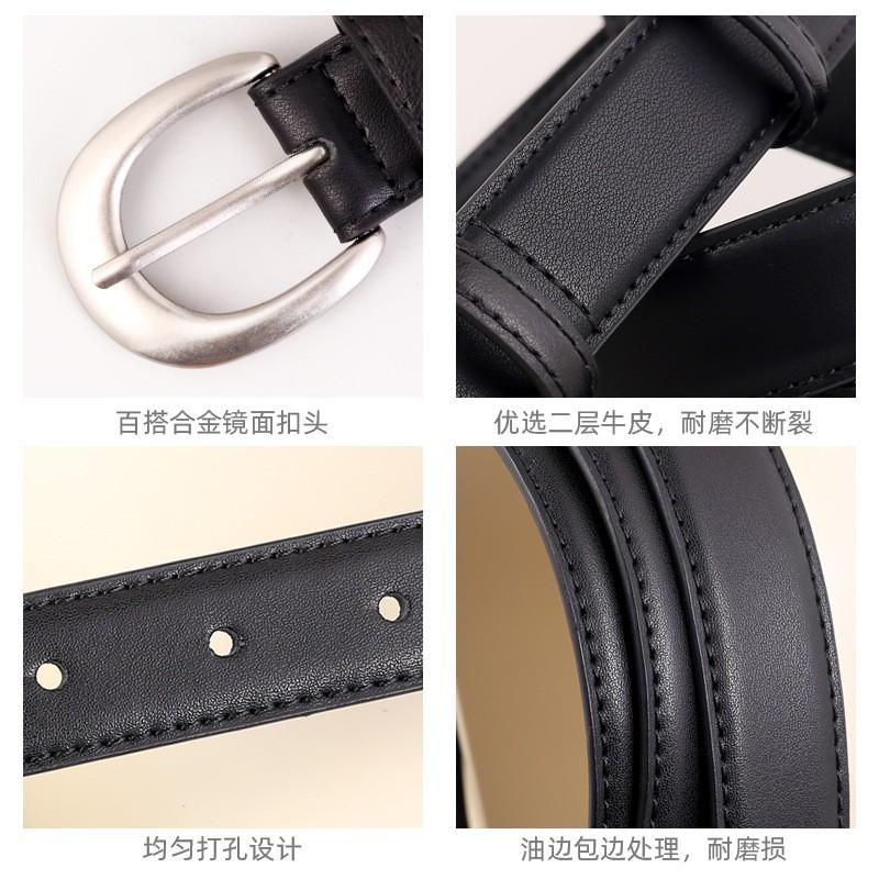 Womens Genuine Leather Belt With Horsebit Buckle Slim Waistband Jeans Classic Chic Style In Black Brown Coffee