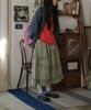 Cookies Nylon Frill Tiered Long Skirt_Khaki
