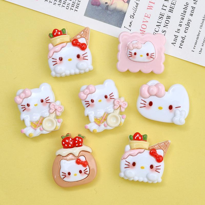 20/100PCS Cute Kitten Cookies Cartoon Cream Glue Accessories Creative Shoe Buckle Materials Resin Accessories DIY Accessories Ha