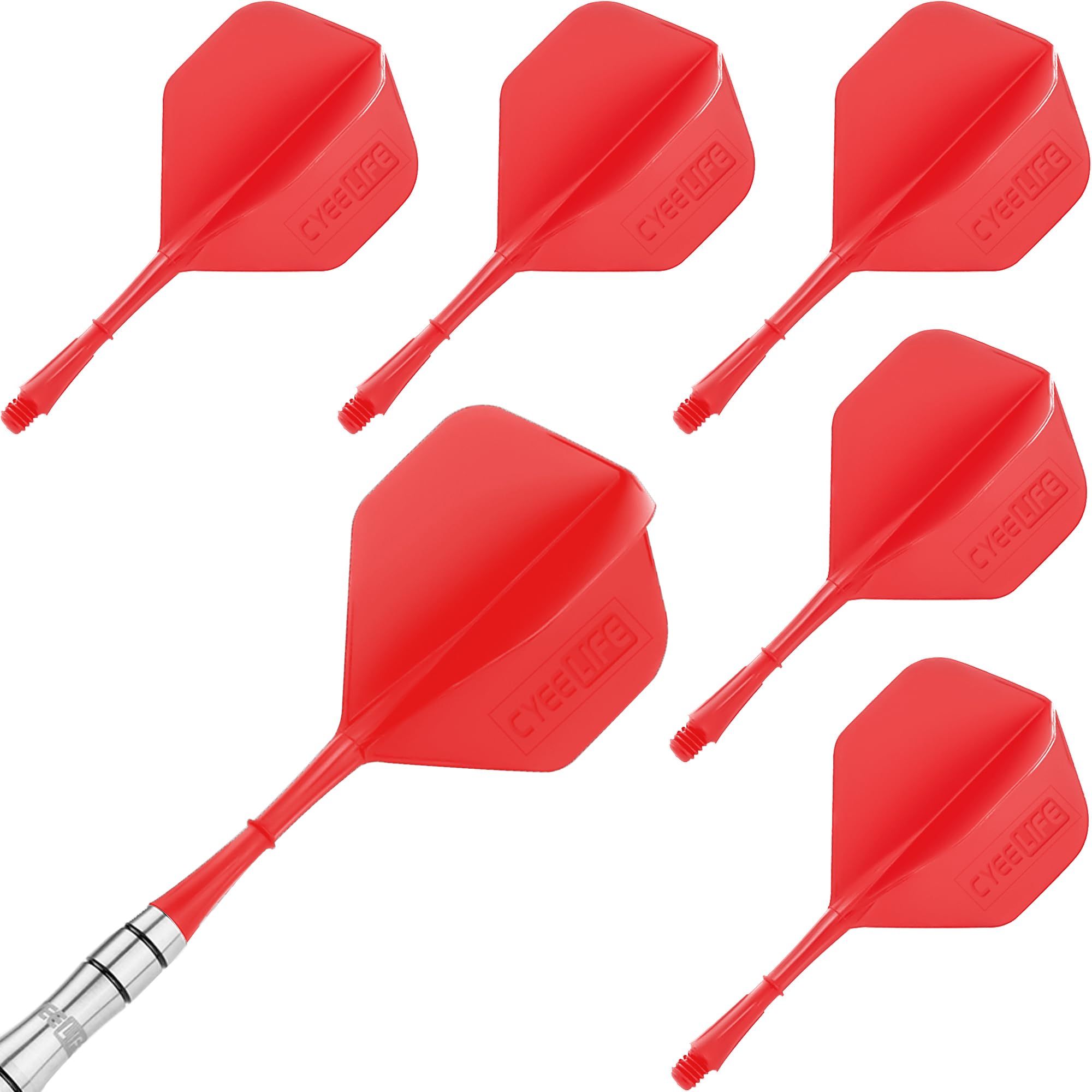 

CyeeLife 6-pack integrated dart flights and shafts, one-piece accessories 2BA&CF01 червоний