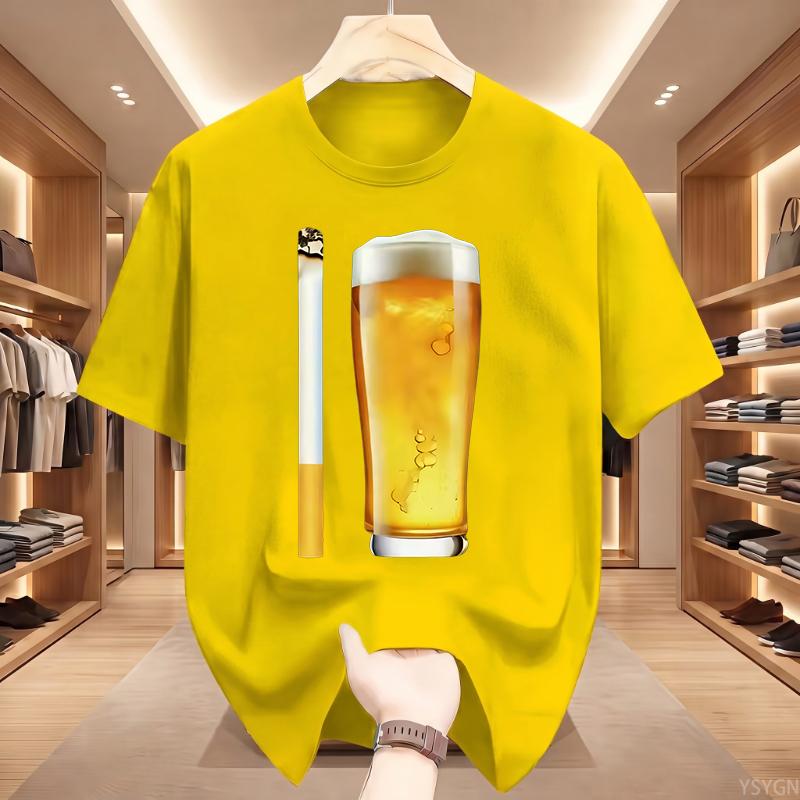 Funny Meme Tshirt Cigarette and Beer Humor Joke Print T Shirt Unisex Fashion Casual Short Sleeve Streetwear WoUnisex Clothes Tops