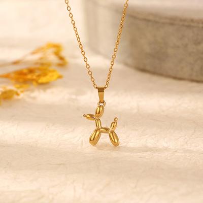 Korean Version of Temperament, Non-fading Titanium Steel Necklace, Female Ins Style Niche Design, Puppy Pattern Pendant Collarbone Chain