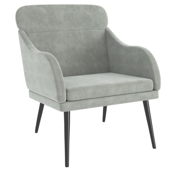 351436 vidaXL Armchair Light Grey 63x76x80 Cm Velvet