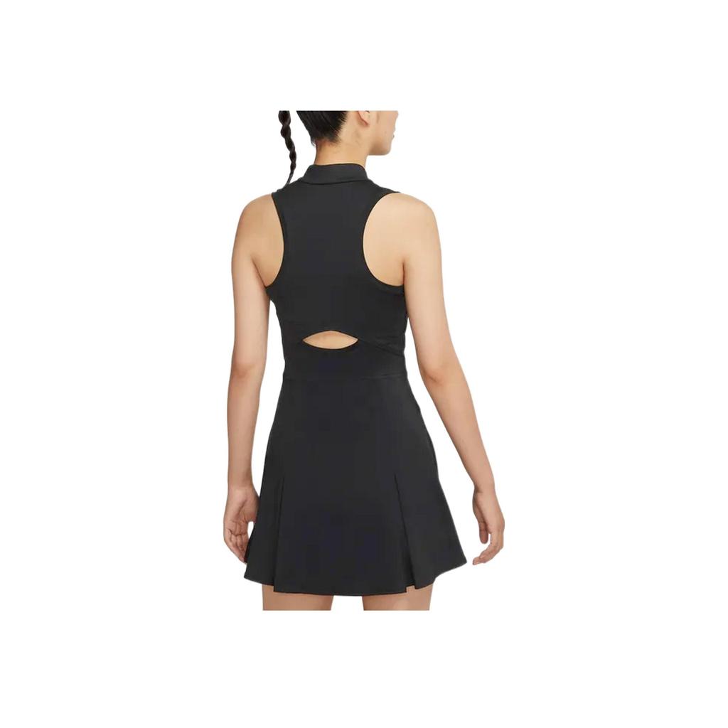 Nike SS22 Solid Logo V-Neck Elastic Quick-Dry Breathable Tennis Sleeveless Dress Women Dresses Black DD8731-010