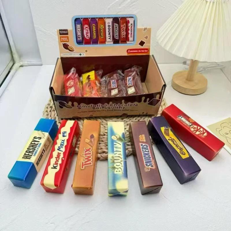 Simulated Chocolate Bar Squeeze Toy Soft Slow Rising Stress Relief Fidget Toy Realistic Food Toys For Desk Decor Gift Collection