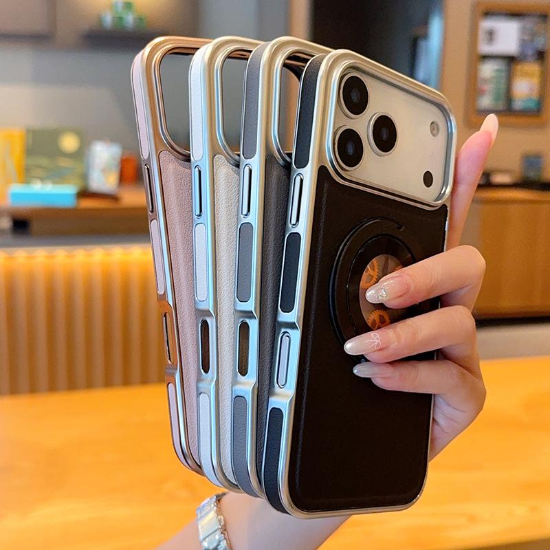Gear Relieve Stress 360 Rotatable Magnetic Case For iPhone 17 Air 16 15 Pro Max 14 Plus Stand Cover Finger Ring Premium Shell