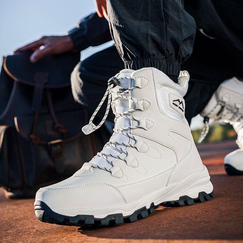 Men's and Women's Large Size Soft Sole Winter Warm Fur Snow Boots Padded Lined Ankle Boots Non-slip Hiking Casual Sports Cotton Boots Martin Boots