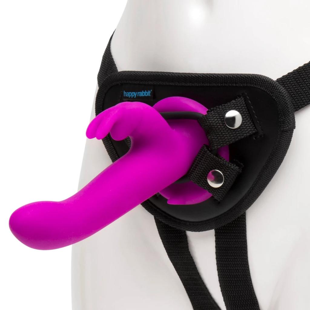 Strap-On With Penis - Happy Rabbit Vibrating Strap-On Harness Set Purple