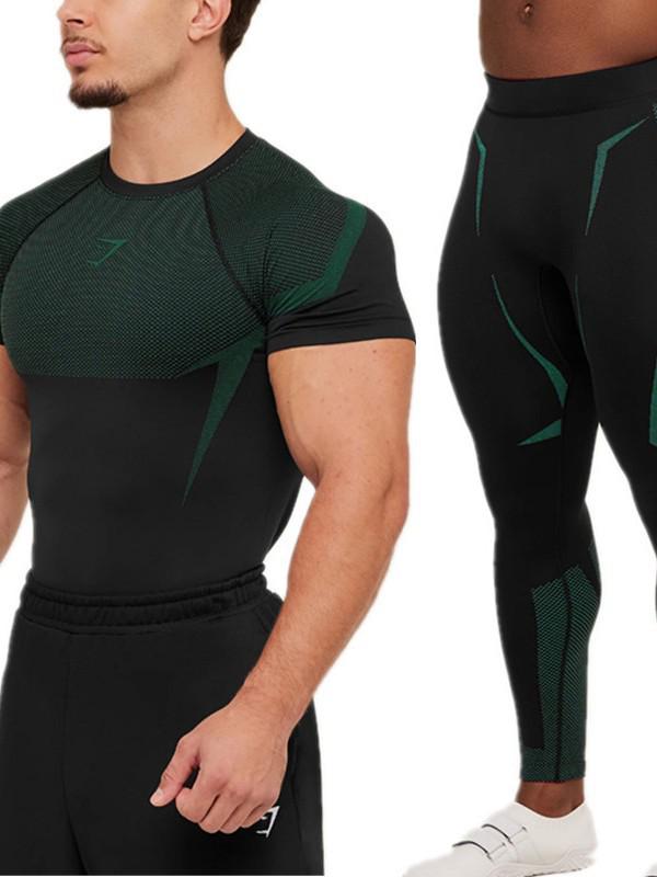 Americká rychleschnoucí sada pro venkovní fitness: Přiléhavý krátký rukáv a dlouhé kalhoty pro běžné běhání.