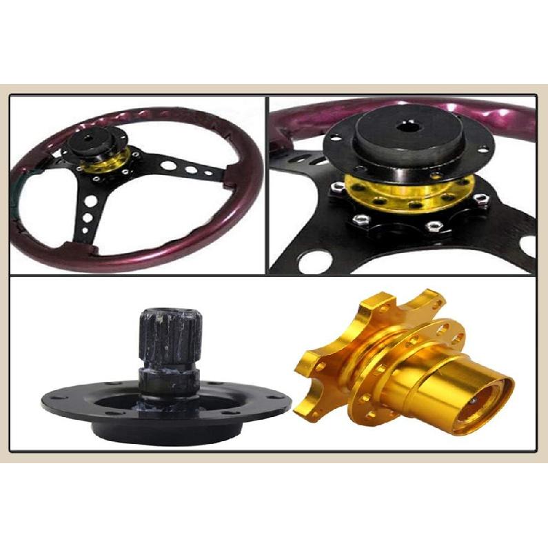 BestTeam Universal Steering Wheel Snap Off Quick Release Hub Adapter Boss Kit With 6-Hole Steering Wheel Hub (Red)