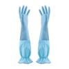 1 Paar Modische Gestreifte Gummihandschuhe Saum Plus Samt Warm Hausarbeitshandschuhe Küche Geschirr Spülen Wasserdichte Reinigungshandschuhe