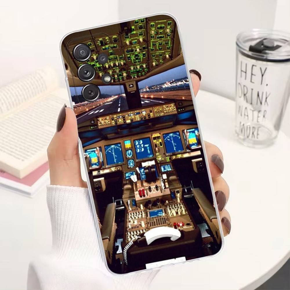 Airplane Instrument For Samsung A30,71,51,S9,10,20,Ultra,S22,23,21,PIus,FE,Lite,Transparent, Silicone Case