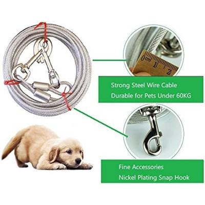 Double Head Dog Leash Camping Outdoor Tie-Out Cable Stainless Steel Pet Dog Tie Out Cable - for Medium Large Pet Dogs Dog Flying Disc Dog Flyer Toys