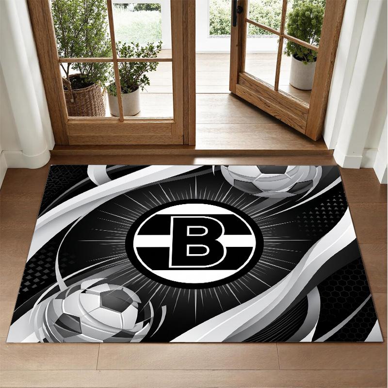 Borussia Mönchengladbach Design Crystal Velvet Rug Soft Decorative Mat for Bedroom Entrance