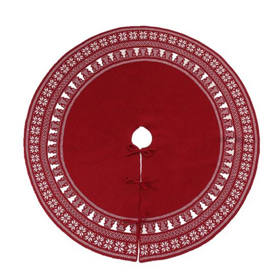 Knitted Christmas Tree Skirt Rustic Thick Snowflake Xmas Tree Skirt Holiday Farmhouse Decoration for Home Party Decor