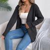 Women European American Casual Solid Hollow Out Lantern Long Sleeve Cardigan Sweater Coat