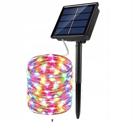 Lampki Choinkowe Solarne Druciki Girlanda Multikolor 200Led 20M ! No Pilot
